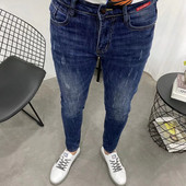 Jesen Zima Naljepnica Tamnoplave Slim Fit skraćene traperice Muške male noge No Iron Spirit Guy Stretch Pencil Denim Dizajnerske hlače
