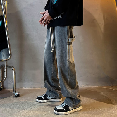 Široke ravne muške traperice Modne nove muške traperice Hlače za dječaka Ležerne široke hip hop muške ženske traperice Hlače od neutralnog trapera