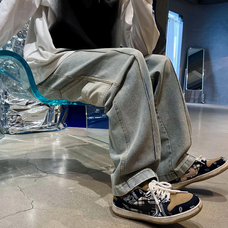 Široke ravne muške traperice Modne nove muške traperice Hlače za dječaka Ležerne široke hip hop muške ženske traperice Hlače od neutralnog trapera