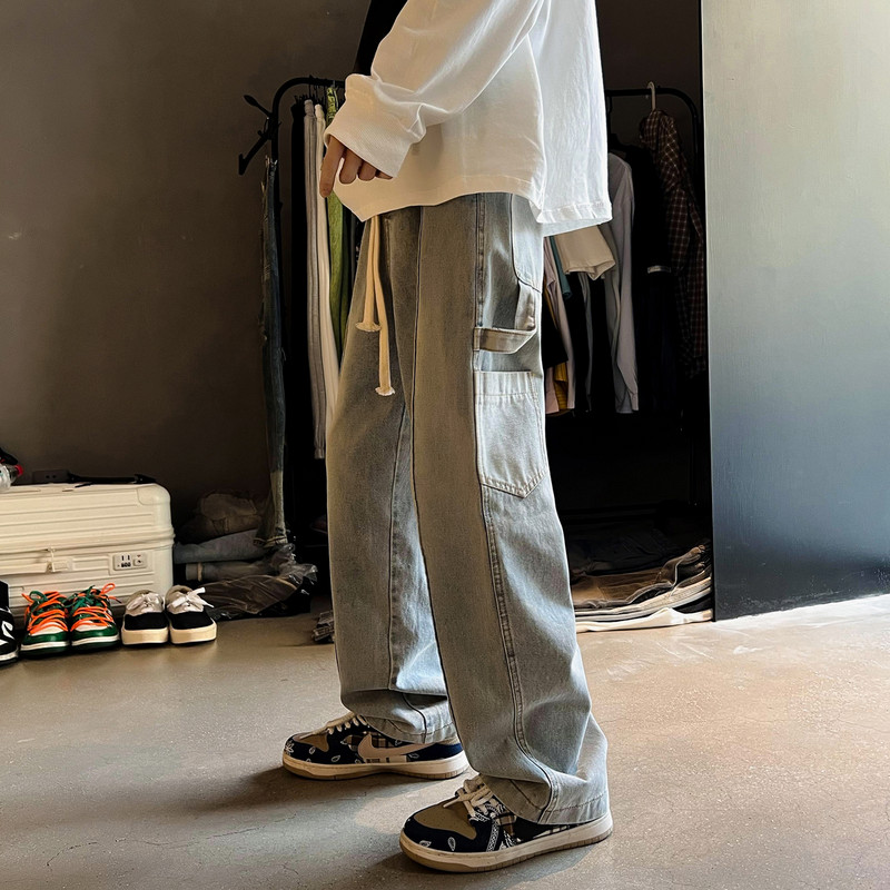 Široke ravne muške traperice Modne nove muške traperice Hlače za dječaka Ležerne široke hip hop muške ženske traperice Hlače od neutralnog trapera