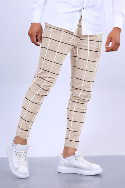 Uus mood meeste punased rohelised triibulised vabaaja äripliiatsipüksid meeste ärimood Slim Fit ruudulised pidulikud püksid tänavarõivad