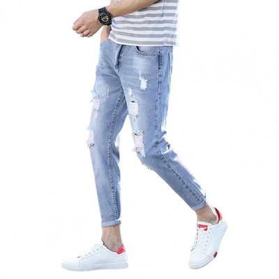 Cool Slim Jeans Udobne traper hlače s džepovima Muške poderane traper hlače s resicama Svestrane