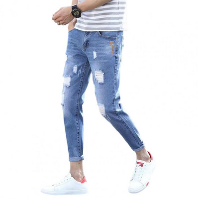 Cool Slim Jeans Udobne traper hlače s džepovima Muške poderane traper hlače s resicama Svestrane