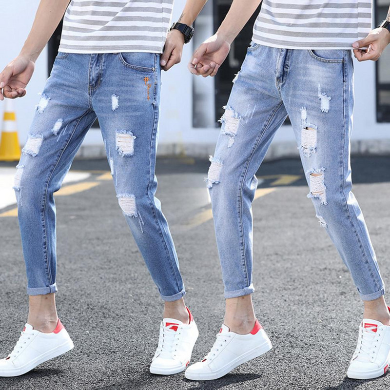 Cool Slim Jeans Udobne traper hlače s džepovima Muške poderane traper hlače s resicama Svestrane