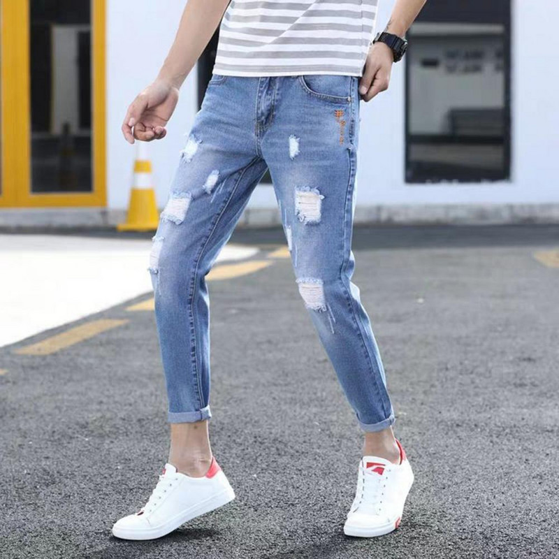Cool Slim Jeans Udobne traper hlače s džepovima Muške poderane traper hlače s resicama Svestrane