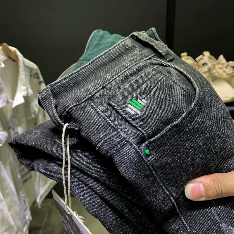 Modne Martin čizme 2022. Muške traperice Široke ravne elastične noge s printom Sužene harem hlače Kpop dizajnerske traperice za muškarce