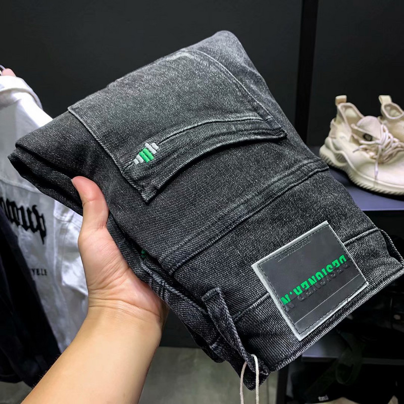 Modne Martin čizme 2022. Muške traperice Široke ravne elastične noge s printom Sužene harem hlače Kpop dizajnerske traperice za muškarce