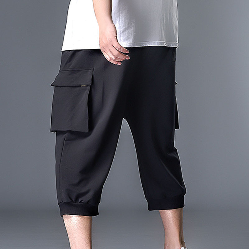 Kevadsuvi Meeste Püksid 5XL 6XL 7XL Vöökoht 145cm Plus Size Cargo Püksid Must Värv