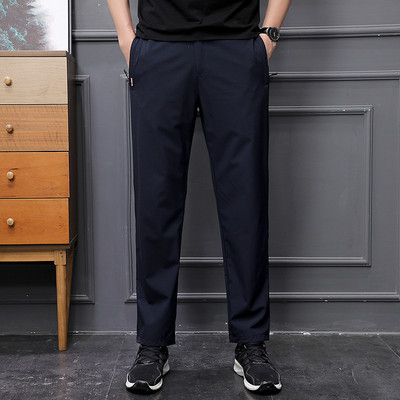 Muške ljetne kargo hlače velike veličine Ice Silk rastezljive prozračne hlače ravnih nogavica Brzosušeće elastične lagane duge hlače