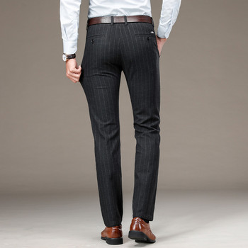 Чисто нови класически мъжки бизнес панталони Модни панталони с райе Мъжки панталони с подходящ размер Офис Ежедневни черни официални панталони Мъжки костюм Панталони