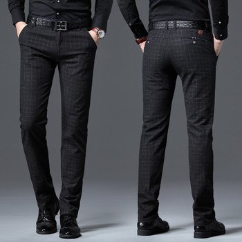2020 Νέο ανδρικό, καθημερινό καρό παντελόνι, επαγγελματικό casual λεπτή εφαρμογή Μαύρο μπλε κλασικό ελαστικό παντελόνι ανδρικό επώνυμα ρούχα
