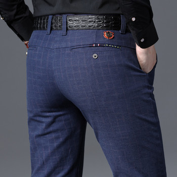 2020 Νέο ανδρικό, καθημερινό καρό παντελόνι, επαγγελματικό casual λεπτή εφαρμογή Μαύρο μπλε κλασικό ελαστικό παντελόνι ανδρικό επώνυμα ρούχα