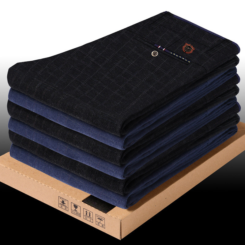 2020, pantaloni casual în carouri pentru bărbați, ocazional de afaceri, slim fit, negru, albastru, pantaloni elastici în stil clasic, haine de marcă pentru bărbați