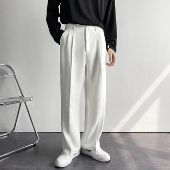 Нови драпирани прави мъжки панталони Модни бизнес корейски свободни ежедневни бели черни сиви панталони с широки крачоли Мъжки панталони с блейзър