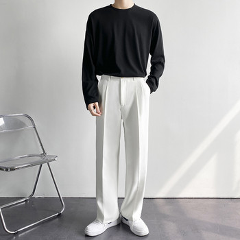Νέο ντραπέ ίσιο ανδρικό παντελόνι Επιχειρηματικό Κορεατικό φαρδύ casual λευκό μαύρο γκρι παντελόνι με φαρδύ πόδι Αντρικό παντελόνι blazer