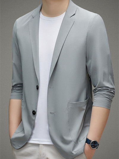 Ljetne kreme za sunčanje za muškarce za sakoe 2023. Novi ultratanki lagani elegantni casual sakoi Klasični jednobojni jednoredni kaputi