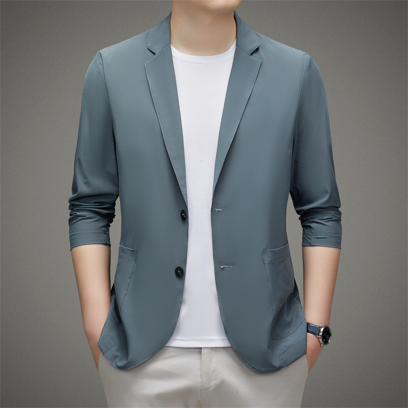 Ljetne kreme za sunčanje za muškarce za sakoe 2023. Novi ultratanki lagani elegantni casual sakoi Klasični jednobojni jednoredni kaputi