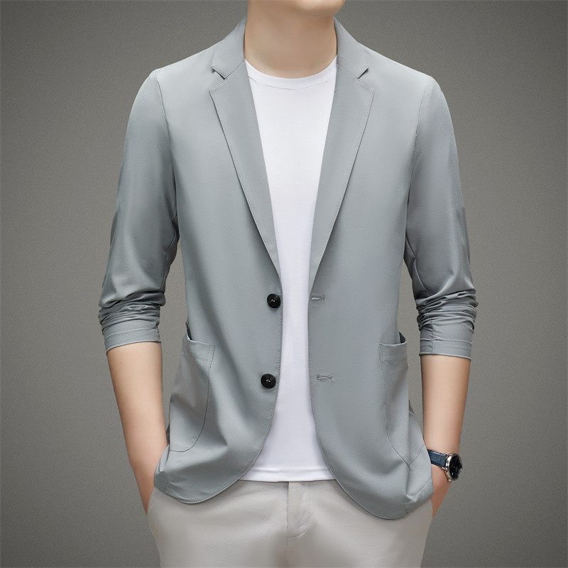 Ljetne kreme za sunčanje za muškarce za sakoe 2023. Novi ultratanki lagani elegantni casual sakoi Klasični jednobojni jednoredni kaputi