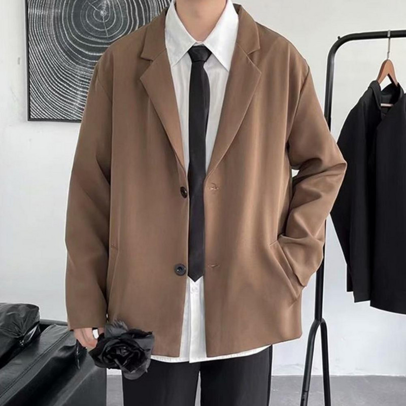 Pikkade varrukatega taskud Üherealised ühevärvilised meeste bleiser Kevad-sügis rev Kontor vabaaja ülikonnad Jope Meeste riided