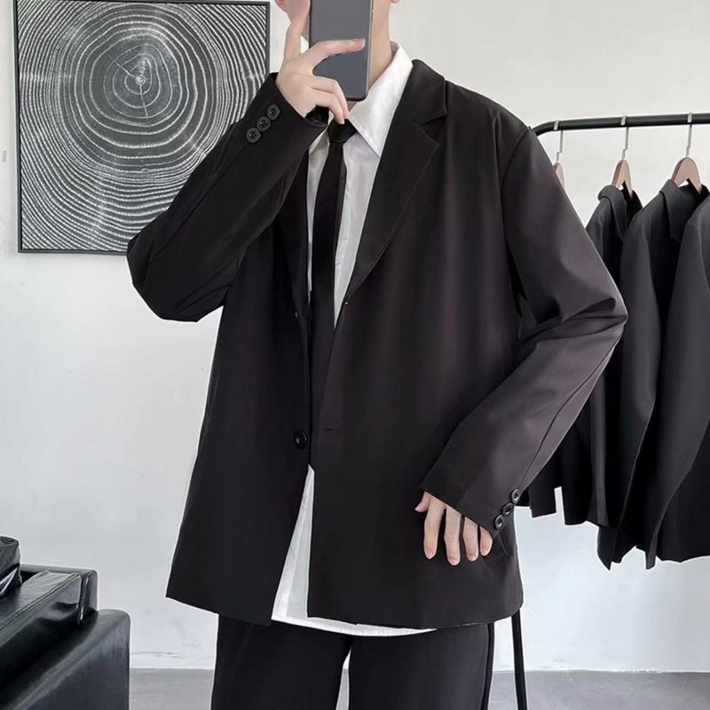 Pikkade varrukatega taskud Üherealised ühevärvilised meeste bleiser Kevad-sügis rev Kontor vabaaja ülikonnad Jope Meeste riided