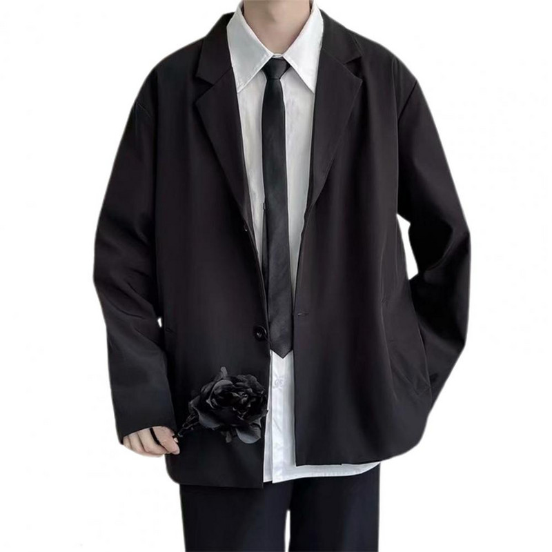 Pikkade varrukatega taskud Üherealised ühevärvilised meeste bleiser Kevad-sügis rev Kontor vabaaja ülikonnad Jope Meeste riided