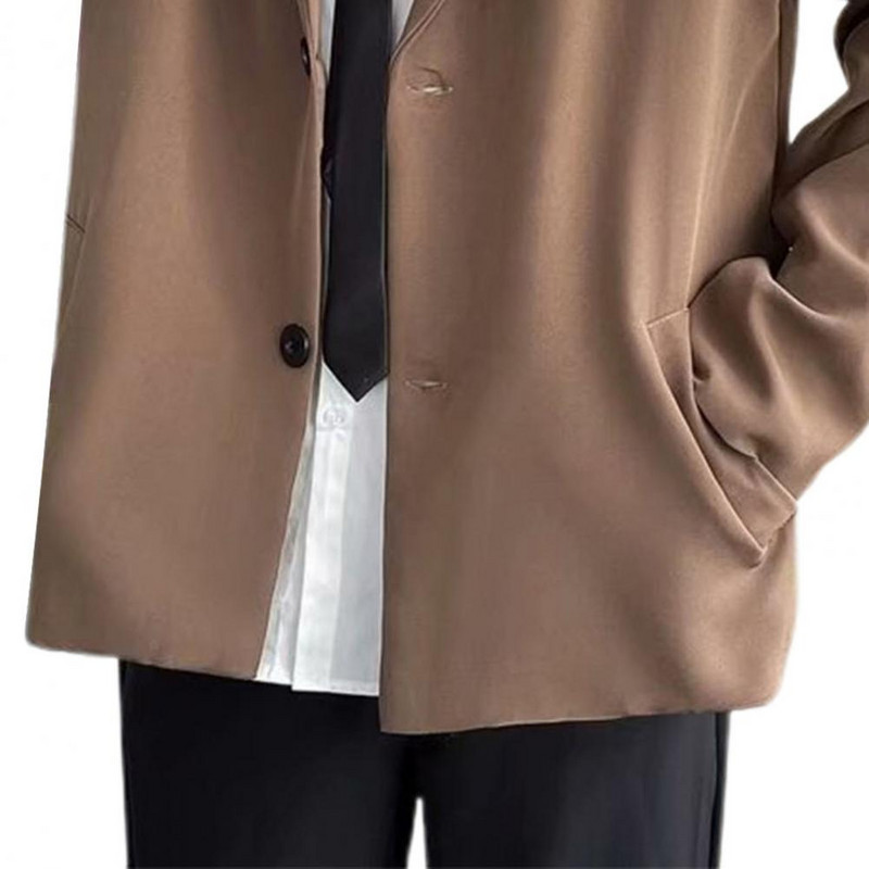 Pikkade varrukatega taskud Üherealised ühevärvilised meeste bleiser Kevad-sügis rev Kontor vabaaja ülikonnad Jope Meeste riided