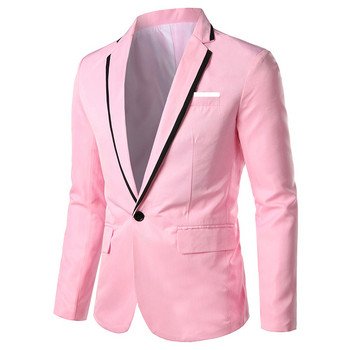 Блейзъри Masculino Homme Slim Fit за мъже 2022 Стилен ежедневен едноцветен блейзър Бизнес връхни дрехи за сватбени партита Палто Костюм Топ Обикновен