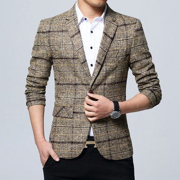 Νέα ανδρικά blazers Slim fit κοστούμια για άντρες Business Formal Blazer Ανδρικά νυφικά σακάκια Ανδρικό καρό ανδρικό σακάκι
