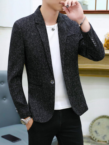 Нов моден ежедневен мъжки блейзър Памучен тънък костюм в корейски стил Блейзър Masculino Мъжки костюми Яке Блейзъри Мъжко облекло Плюс размер 4XL