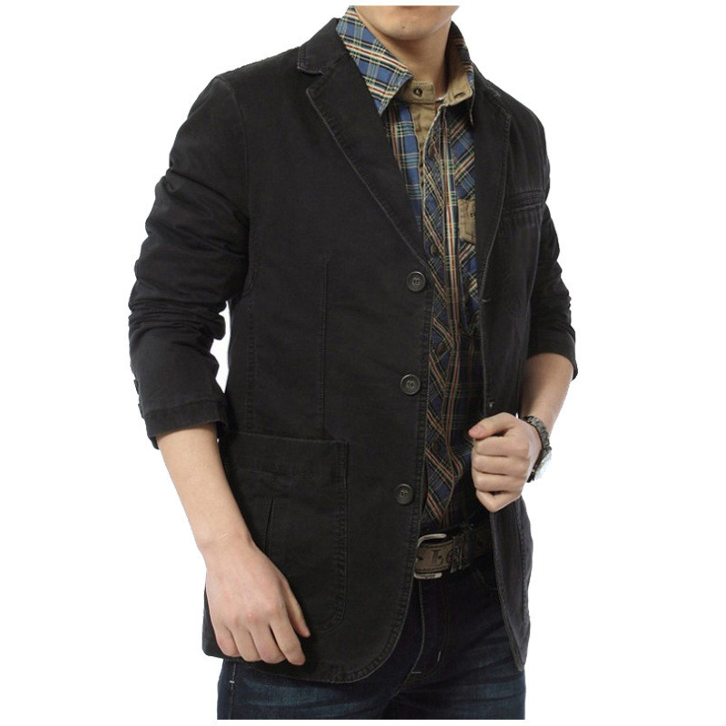 Blazer Ανδρικά Ανοιξιάτικα Φθινοπωρινά Casual Βαμβακερά τζιν μπουφάν Slim Fit Luxury Suit Coat Army Military Blazer Casaco Masculino Outwear 5XL