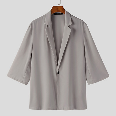 Lihtsa stiiliga vabaaja topid INCERUN meeste soliidsed bleiserid, stiilsed, meeste kuumad soodusmüük lühikeste varrukatega ülikonnamantlid S-5XL 2023