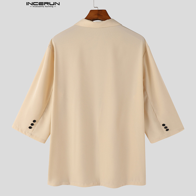 Lihtsa stiiliga vabaaja topid INCERUN meeste soliidsed bleiserid, stiilsed, meeste kuumad soodusmüük lühikeste varrukatega ülikonnamantlid S-5XL 2023