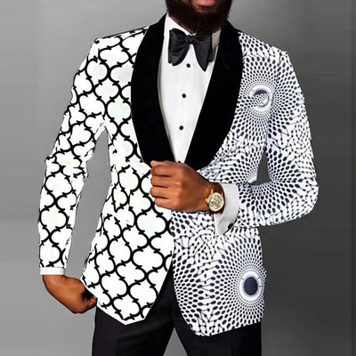 Engleska retro uzorak Muško ležerno odijelo Blazer Proljetni otvoreni ovratnik Poslovna vanjska odjeća Jesenska muška jakna s jednim gumbom Kaput