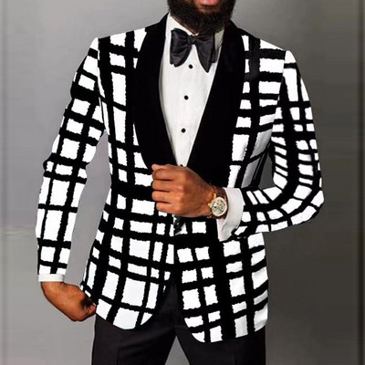 Engleska retro uzorak Muško ležerno odijelo Blazer Proljetni otvoreni ovratnik Poslovna vanjska odjeća Jesenska muška jakna s jednim gumbom Kaput