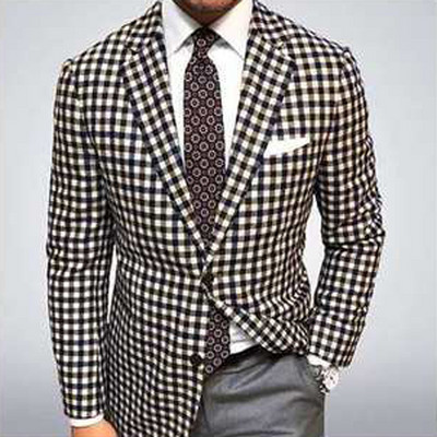 Engleska retro uzorak Muško ležerno odijelo Blazer Proljetni otvoreni ovratnik Poslovna vanjska odjeća Jesenska muška jakna s jednim gumbom Kaput