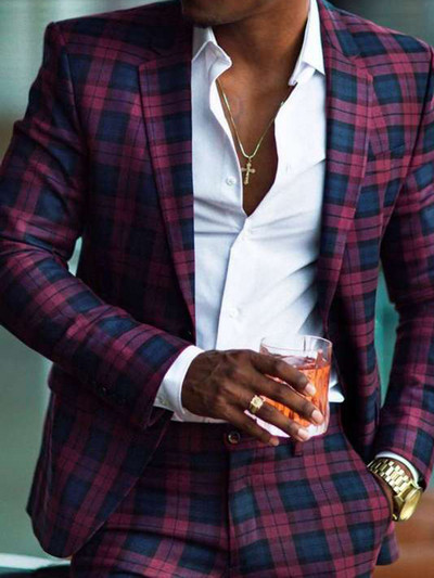 Engleska retro uzorak Muško ležerno odijelo Blazer Proljetni otvoreni ovratnik Poslovna vanjska odjeća Jesenska muška jakna s jednim gumbom Kaput