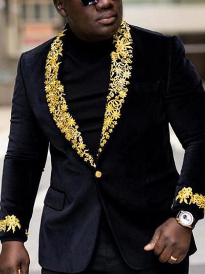 Engleska retro uzorak Muško ležerno odijelo Blazer Proljetni otvoreni ovratnik Poslovna vanjska odjeća Jesenska muška jakna s jednim gumbom Kaput