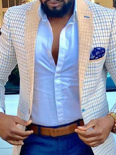 Engleska retro uzorak Muško ležerno odijelo Blazer Proljetni otvoreni ovratnik Poslovna vanjska odjeća Jesenska muška jakna s jednim gumbom Kaput