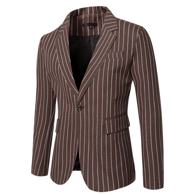 Blazer de înaltă calitate pentru bărbați, cu dungi verticale, la modă, elegant, de lux, simplu, de afaceri, ocazional, pentru petrecere, la cumpărături, haină subțire