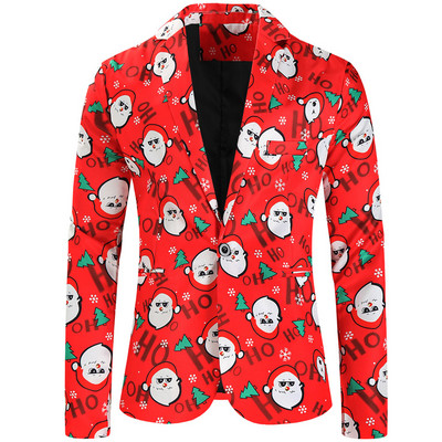 3D-prindiga jõuluülikonnad meeste pikkade varrukatega bleiserid, talveprinditud muusikaga meeste naljakas jakk