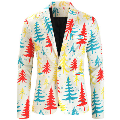 3D-prindiga jõuluülikonnad meeste pikkade varrukatega bleiserid, talveprinditud muusikaga meeste naljakas jakk