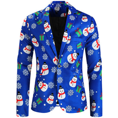 3D-prindiga jõuluülikonnad meeste pikkade varrukatega bleiserid, talveprinditud muusikaga meeste naljakas jakk