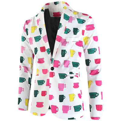 Šareni muški blejzer plus veličina 4XL kostim Homme Moda 3D točkasti print Odijela Jakne Svečane haljine Kaput Steampunk muška odjeća