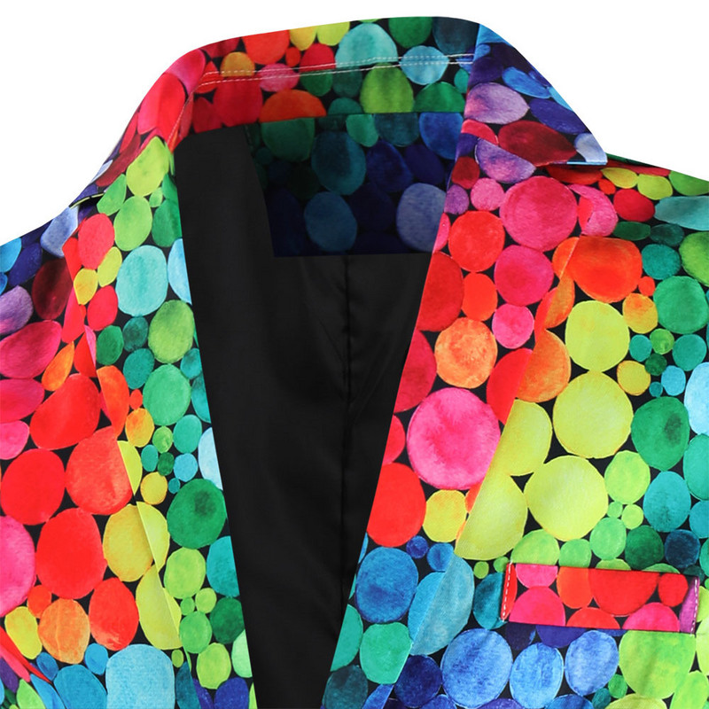 Šareni muški blejzer plus veličina 4XL kostim Homme Moda 3D točkasti print Odijela Jakne Svečane haljine Kaput Steampunk muška odjeća