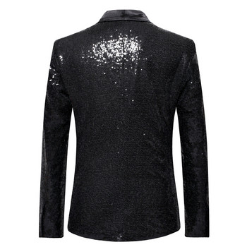 Μαύρη παγιέτα με ένα κουμπί σάλι γιακά κοστούμι Ανδρικό μπουφάν Bling Glitter Nightclub Prom DJ Blazer Jacket Ανδρικά ρούχα σκηνής για τραγουδιστές