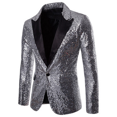 Must Sequin Ühe nupuga salli krae ülikond jakk Meeste Bling Glitter ööklubi balliõhtu DJ bleiserjakk Meeste lavariided lauljatele