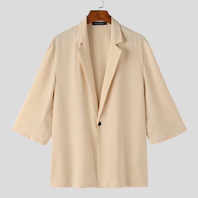 Vabaaja moe stiilis topid INCERUN meeste lihtsad soliidsed mugavad tänavariided meestele lühikeste varrukatega ülikonnamantlid S-5XL