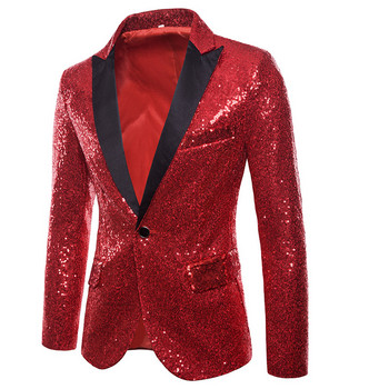 Γυαλιστερή χρυσή παγιέτα γκλίτερ Διακοσμημένο μπλέιζερ τζάκετ ανδρικό νυχτερινό κλαμπ κοστούμι χορού Blazer Ανδρική στολή Homme Stage Ρούχα για τραγουδιστές