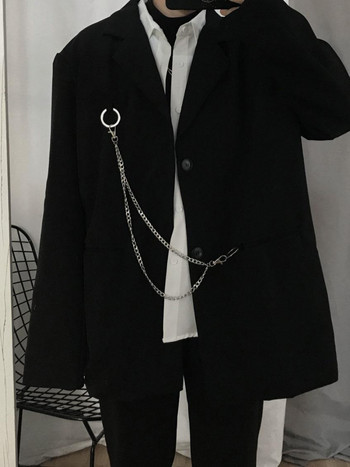 Gmiixder Dark Gothic Blazer Men 2022 Есен Нов свободен корейски ежедневен костюм Мъжки красив шикозен хип-хоп костюм Яке Пънк Streetwear