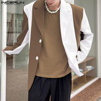 INCERUN 2023 Ανδρικό μπλέιζερ συνονθύλευμα υπερμεγέθη μακρυμάνικο ανδρικό κοστούμι για πάρτι Streetwear Ανοιξιάτικη μόδα Casual παλτό για άνδρες S-5XL